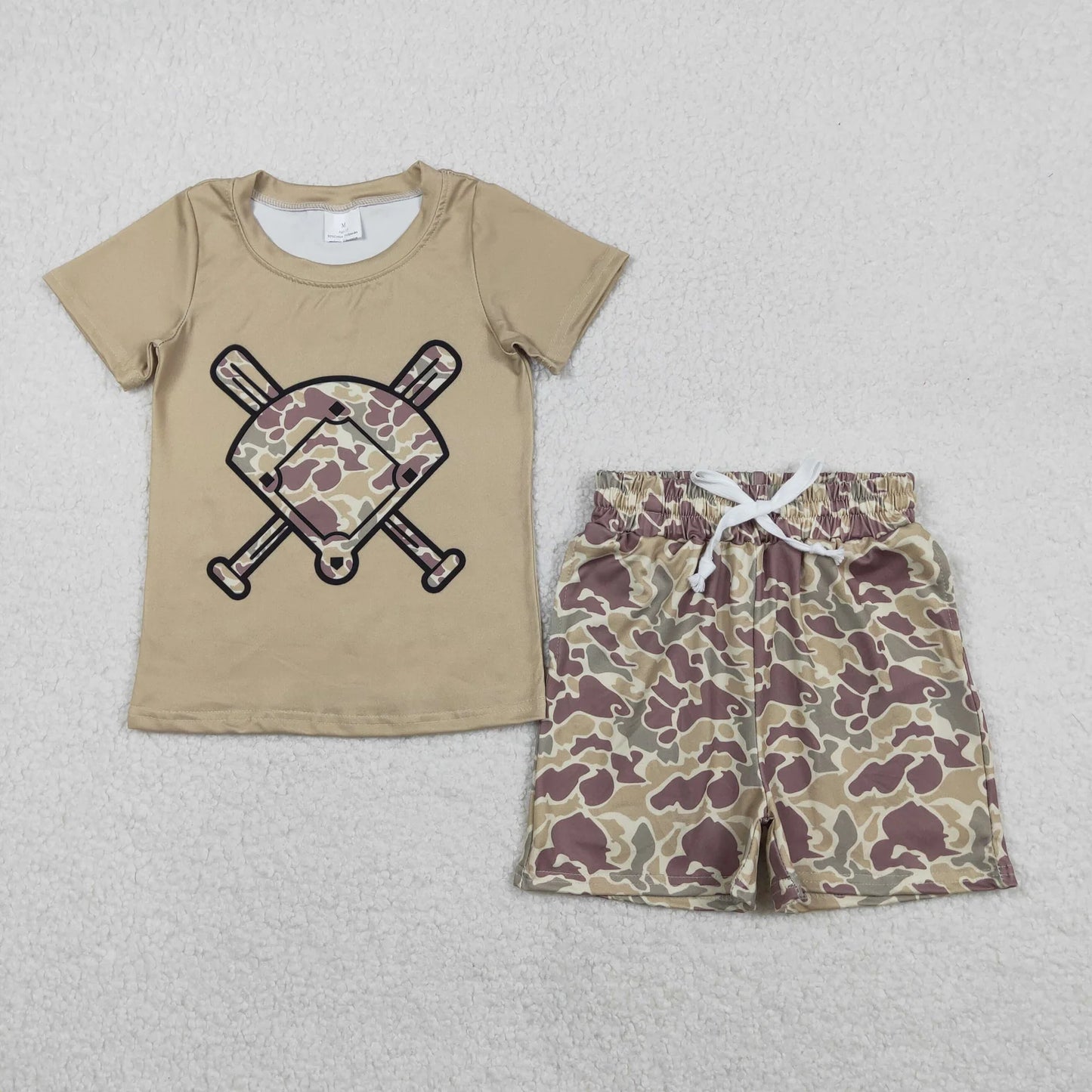 Sibling Baby Boys Short Sleeve Camo Baseballs Top Pockets Shorts Team Clothes Sets C11.25