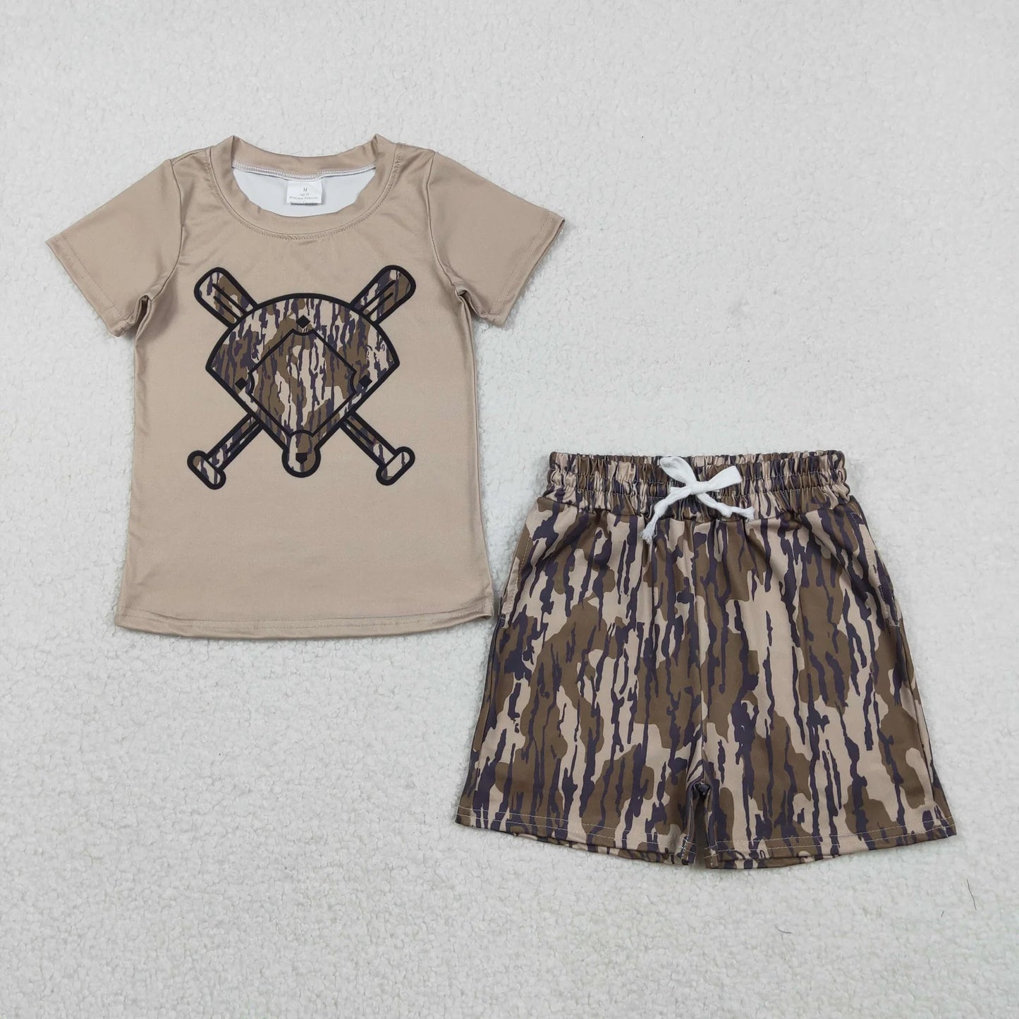 Sibling Baby Boys Short Sleeve Camo Baseballs Top Pockets Shorts Team Clothes Sets C11.25