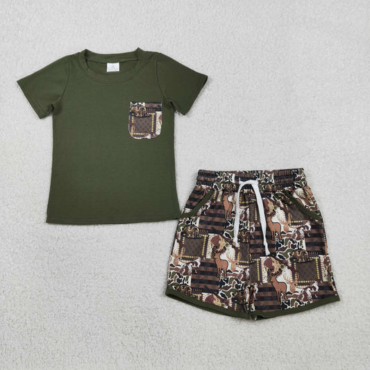 RTS BSSO1848 Baby Boys Shirt Top Southern Deer Camo Pockets Shorts Hunting Clothes Sets