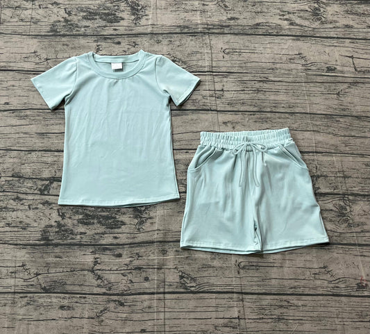 Sample BSSO1887 Baby Boys Light Blue Shirts Top Pockets Shorts Clothes Sets