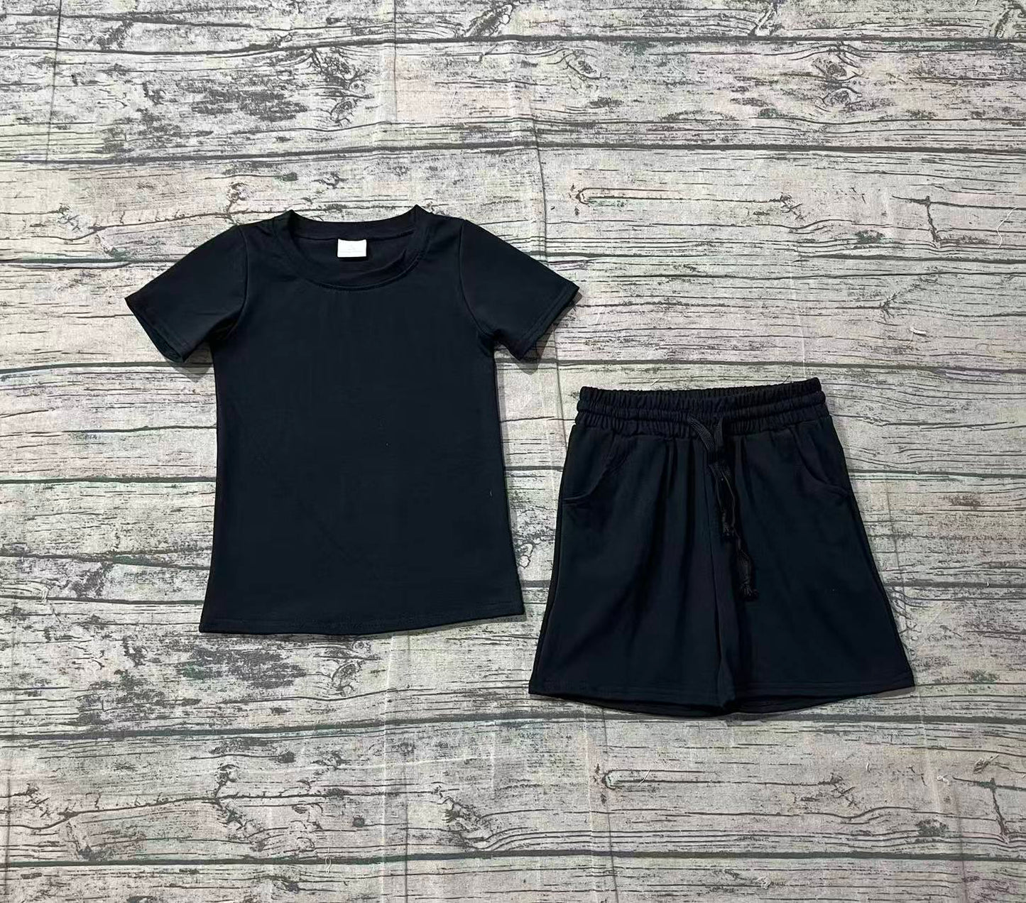 Sample BSSO1889 Baby Boys Black Shirts Top Pockets Shorts Clothes Sets