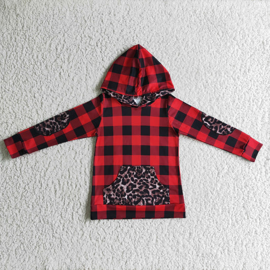 BT0048 Christmas Boy Black Red Plaid Hooded Shirt