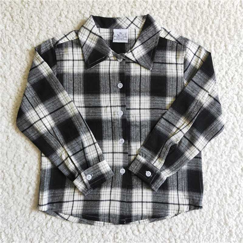 Sibling Boys Girls Plaid Button Ups Long Sleeve Shirts Tops