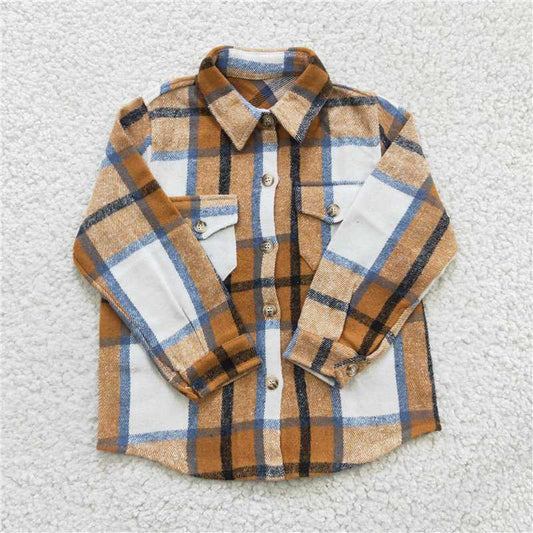 Sibling Boys Girls Plaid Button Ups Long Sleeve Shirts Tops