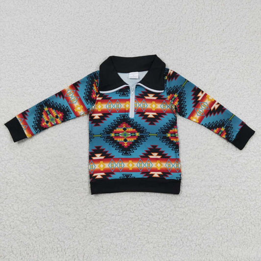 Sibling Baby Boys Western Aztec Long Sleeves Zipper Pullover Tops C10.24