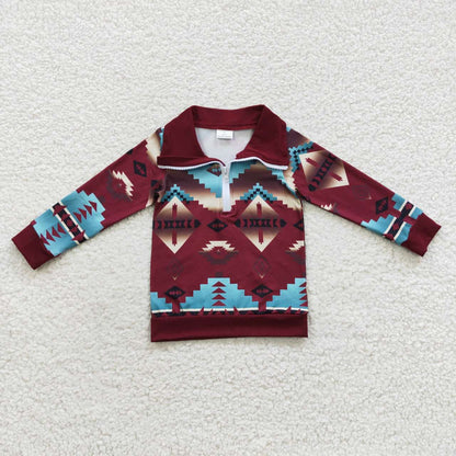 Sibling Baby Boys Western Aztec Long Sleeves Zipper Pullover Tops C10.24