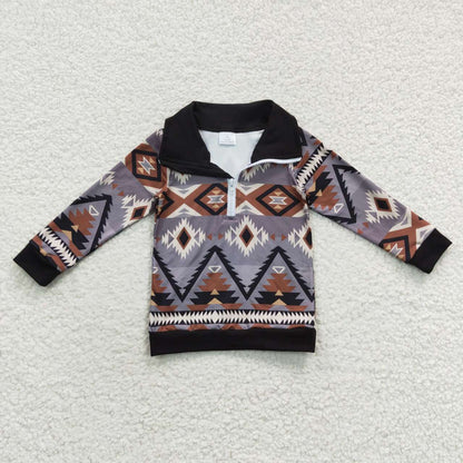 Sibling Baby Boys Western Aztec Long Sleeves Zipper Pullover Tops C10.24