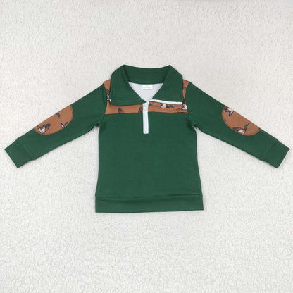 Sibling Baby Boys Long Sleeves Western Ducks Baseballs Half Zipper Pullovers Top C8.23