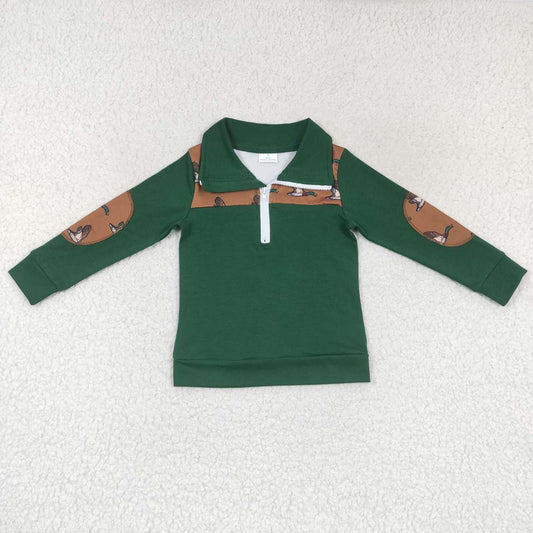 Sibling Baby Boys Long Sleeves Western Ducks Baseballs Half Zipper Pullovers Top C8.23