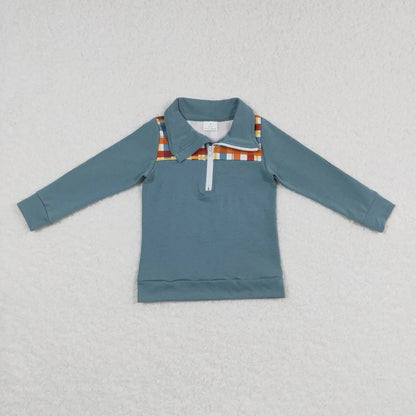 Sibling Baby Boys Long Sleeves Western Ducks Baseballs Half Zipper Pullovers Top C8.23