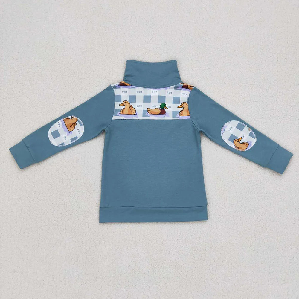 Sibling Baby Boys Long Sleeves Western Ducks Baseballs Half Zipper Pullovers Top C8.23