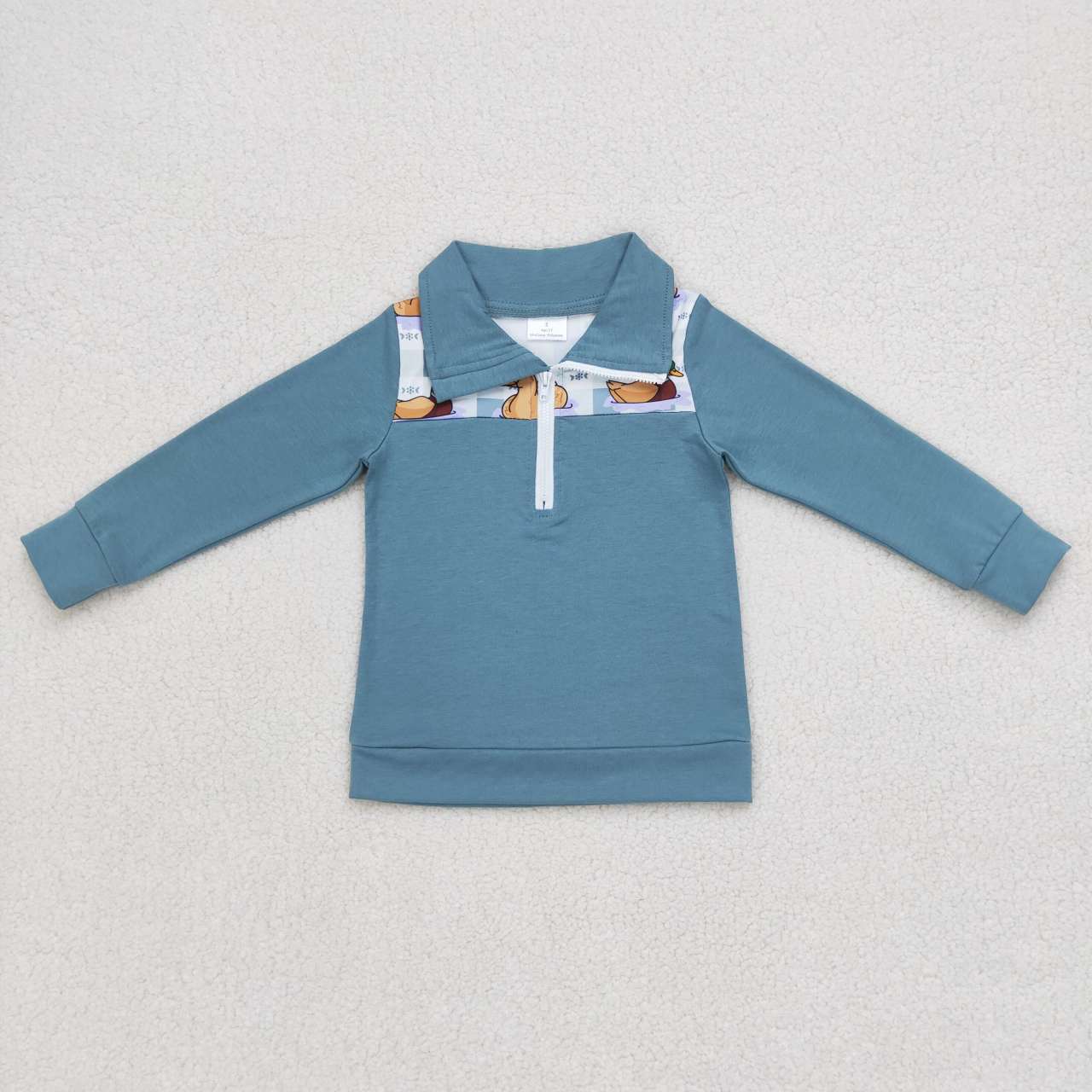 Sibling Baby Boys Long Sleeves Western Ducks Baseballs Half Zipper Pullovers Top C8.23