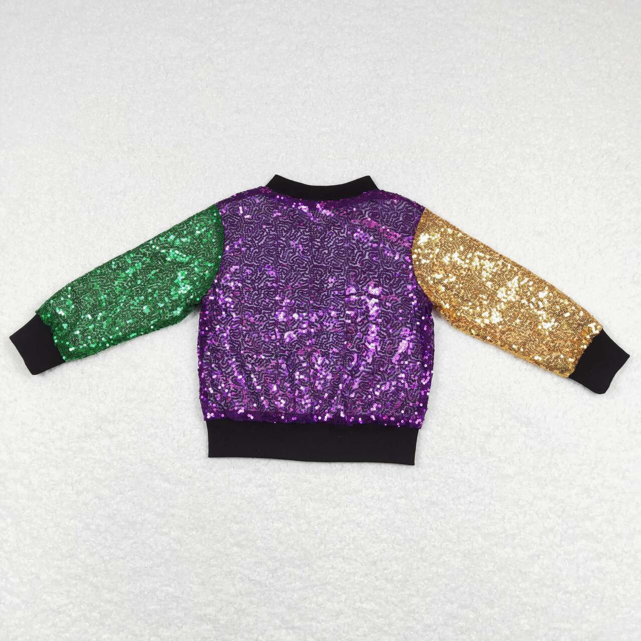 BT0451 Carnival purple, yellow and green sequined zipper jacket