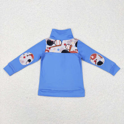 Sibling Baby Boys Long Sleeves Western Ducks Baseballs Half Zipper Pullovers Top C8.23