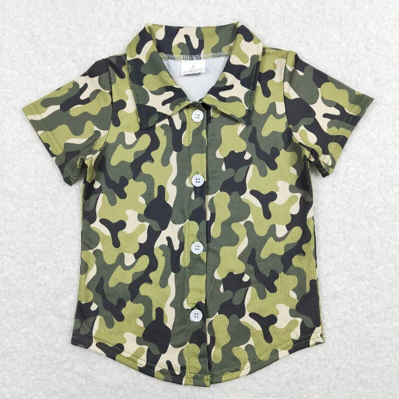 Sibling Baby Boys Southern Camo Short Sleeves Button Pockets Shirts Tops C11.19