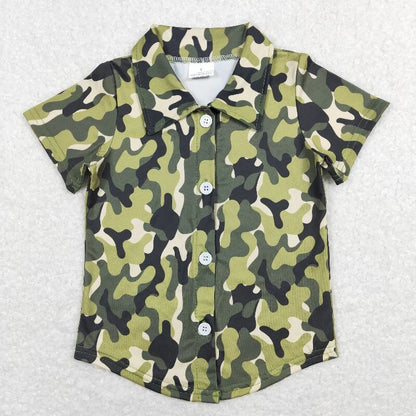 Sibling Baby Boys Southern Camo Short Sleeves Button Pockets Shirts Tops C11.19