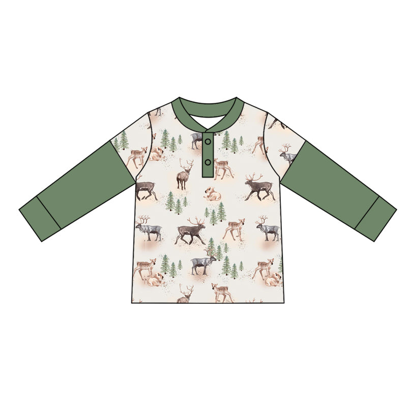 BT0917 Baby Boys Hunting Deer Long Sleeve Tee Shirts Tops Preorder