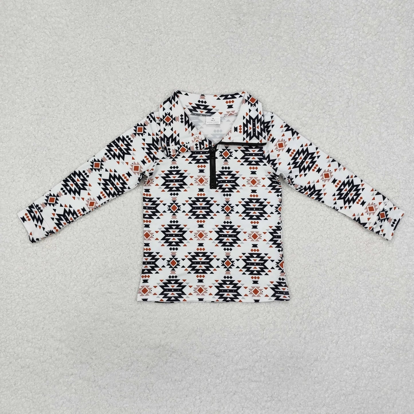 Sibling Baby Boys Long Sleeves Western Camo Aztec Pocket Half Zipper Pullovers Top 8.5