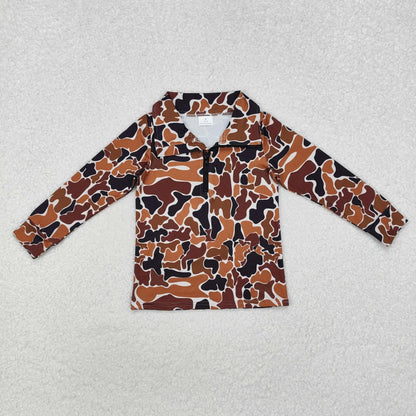 Sibling Baby Boys Long Sleeves Western Camo Aztec Pocket Half Zipper Pullovers Top 8.5