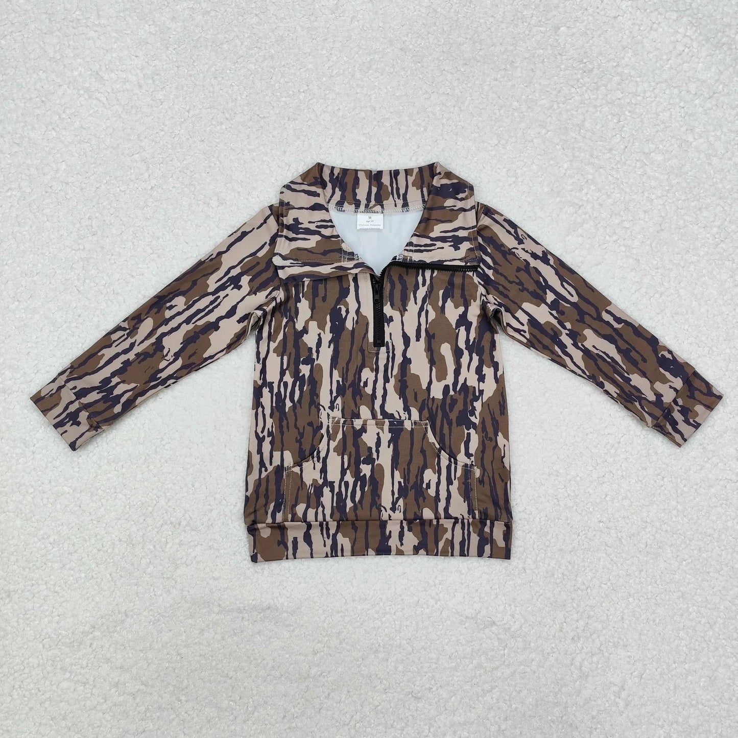 Sibling Baby Boys Long Sleeves Western Camo Pocket Half Zipper Pullovers Top 8.5