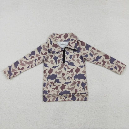 Sibling Baby Boys Long Sleeves Western Camo Pocket Half Zipper Pullovers Top 8.5
