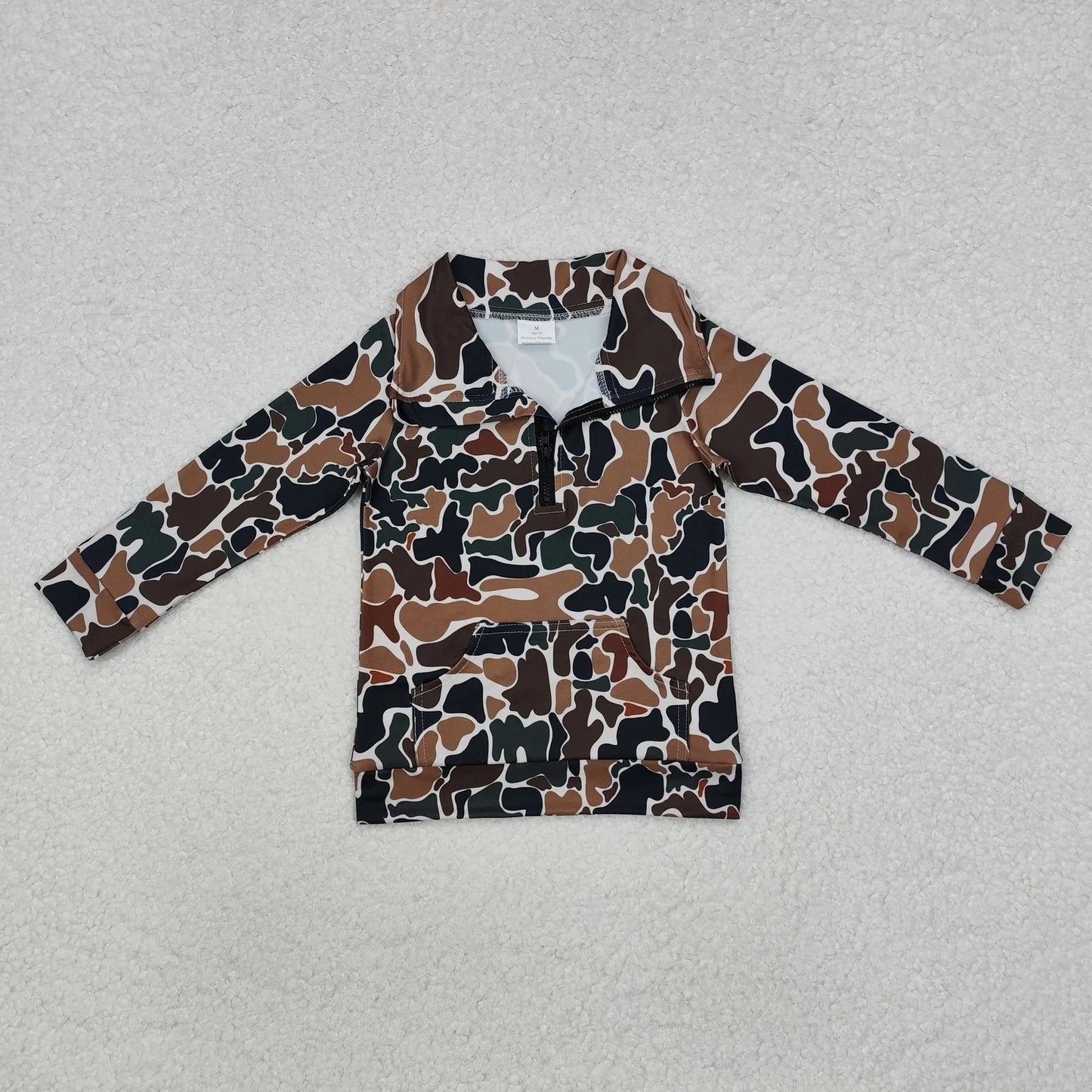 Sibling Baby Boys Long Sleeves Western Camo Pocket Half Zipper Pullovers Top 8.5