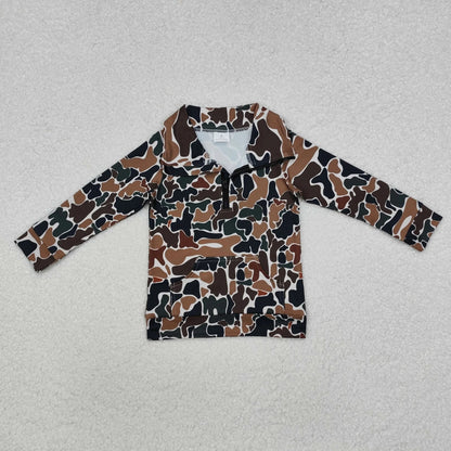 Sibling Baby Boys Long Sleeves Western Camo Pocket Half Zipper Pullovers Top 8.5