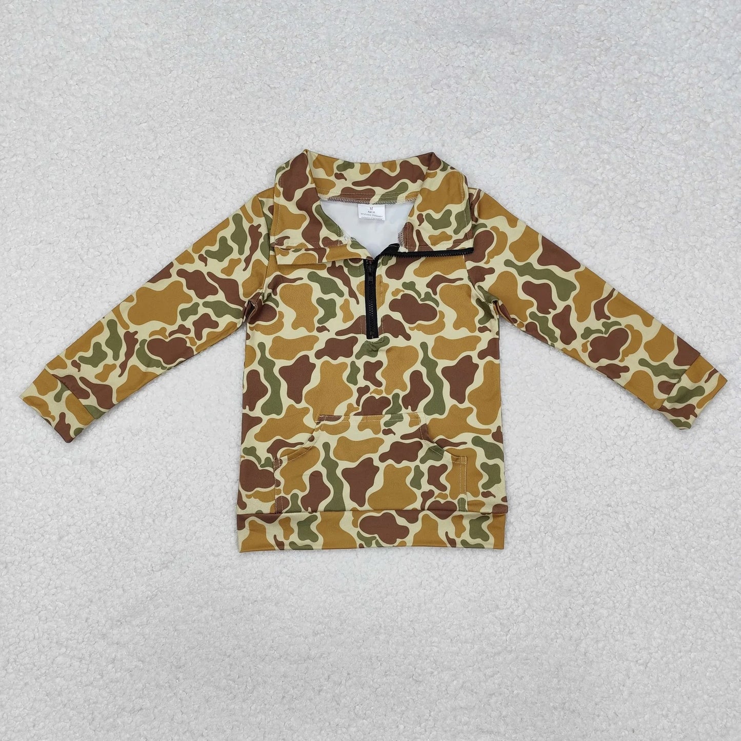 Sibling Baby Boys Long Sleeves Western Camo Pocket Half Zipper Pullovers Top 8.5