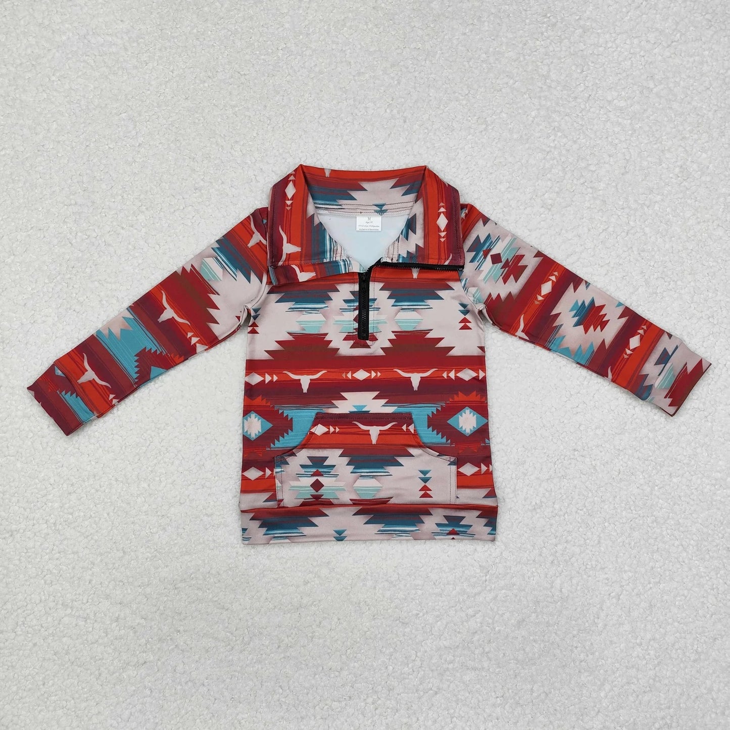 Sibling Baby Boys Long Sleeves Western Camo Aztec Pocket Half Zipper Pullovers Top 8.5