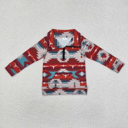 Sibling Baby Boys Western Aztec Long Sleeves Zipper Pullover Tops C10.24