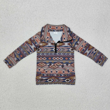 Sibling Baby Boys Western Aztec Long Sleeves Zipper Pullover Tops C10.24