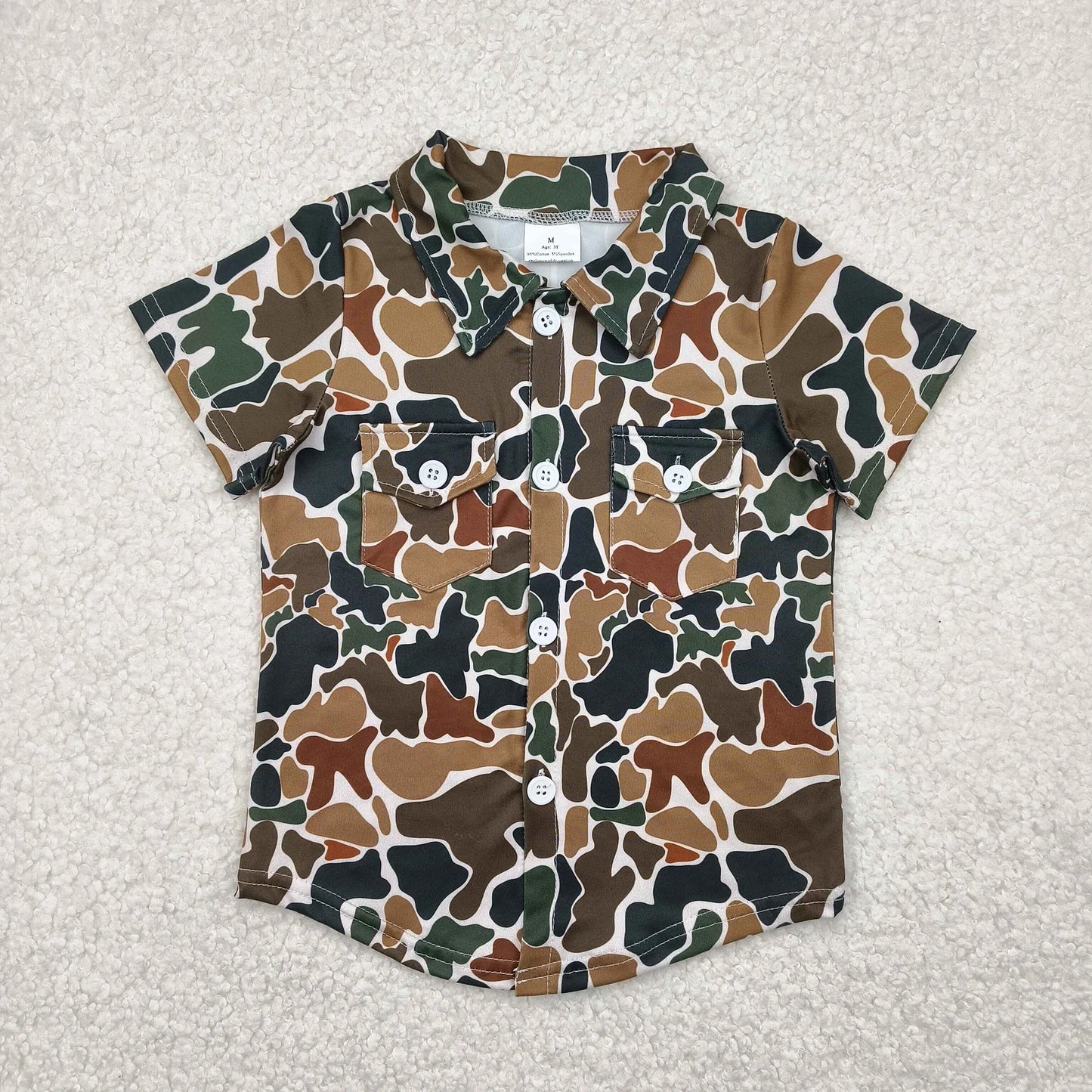 Sibling Baby Boys Southern Camo Short Sleeves Button Pockets Shirts Tops C11.19