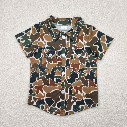 Sibling Baby Boys Southern Camo Short Sleeves Button Pockets Shirts Tops C11.19