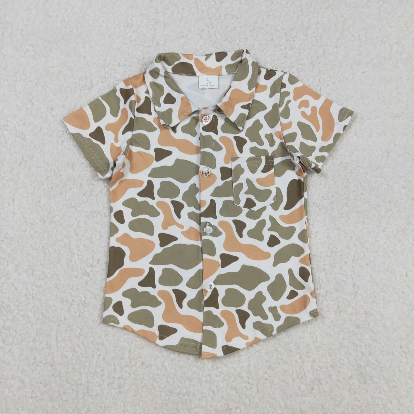 Sibling Baby Boys Southern Camo Short Sleeves Button Pockets Shirts Tops C11.19