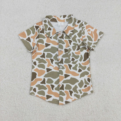 Sibling Baby Boys Southern Camo Short Sleeves Button Pockets Shirts Tops C11.19