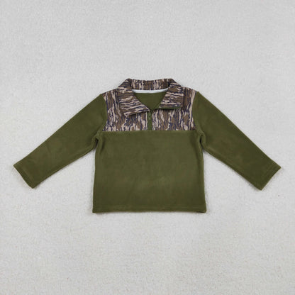 Sibling Baby Boys Long Sleeve Camo Zipper Western Pullover Sherpa Tops C10.31