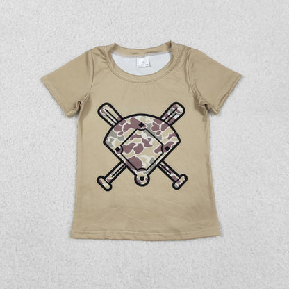 Sibling Baby Boys Short Sleeve Camo Baseballs Team T-shirts Top C11.19