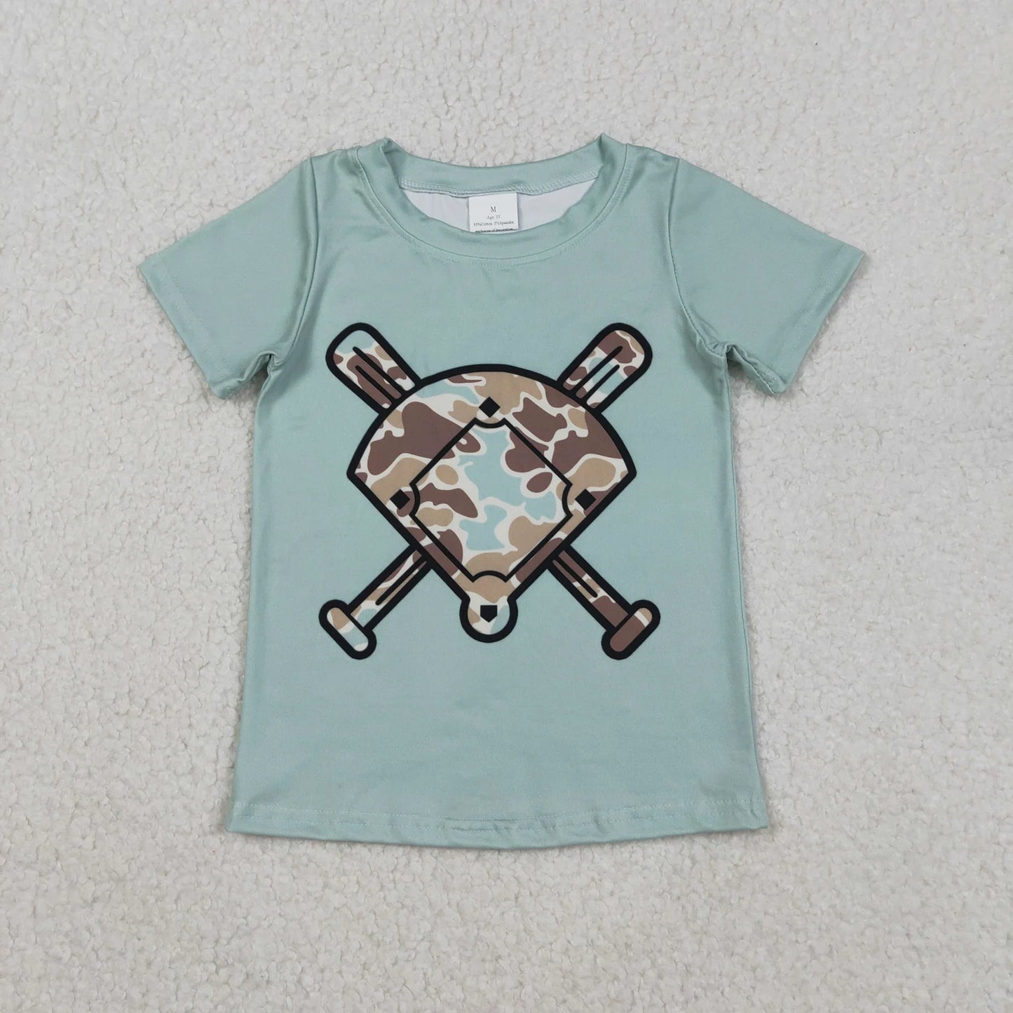 Sibling Baby Boys Short Sleeve Camo Baseballs Team T-shirts Top C11.19