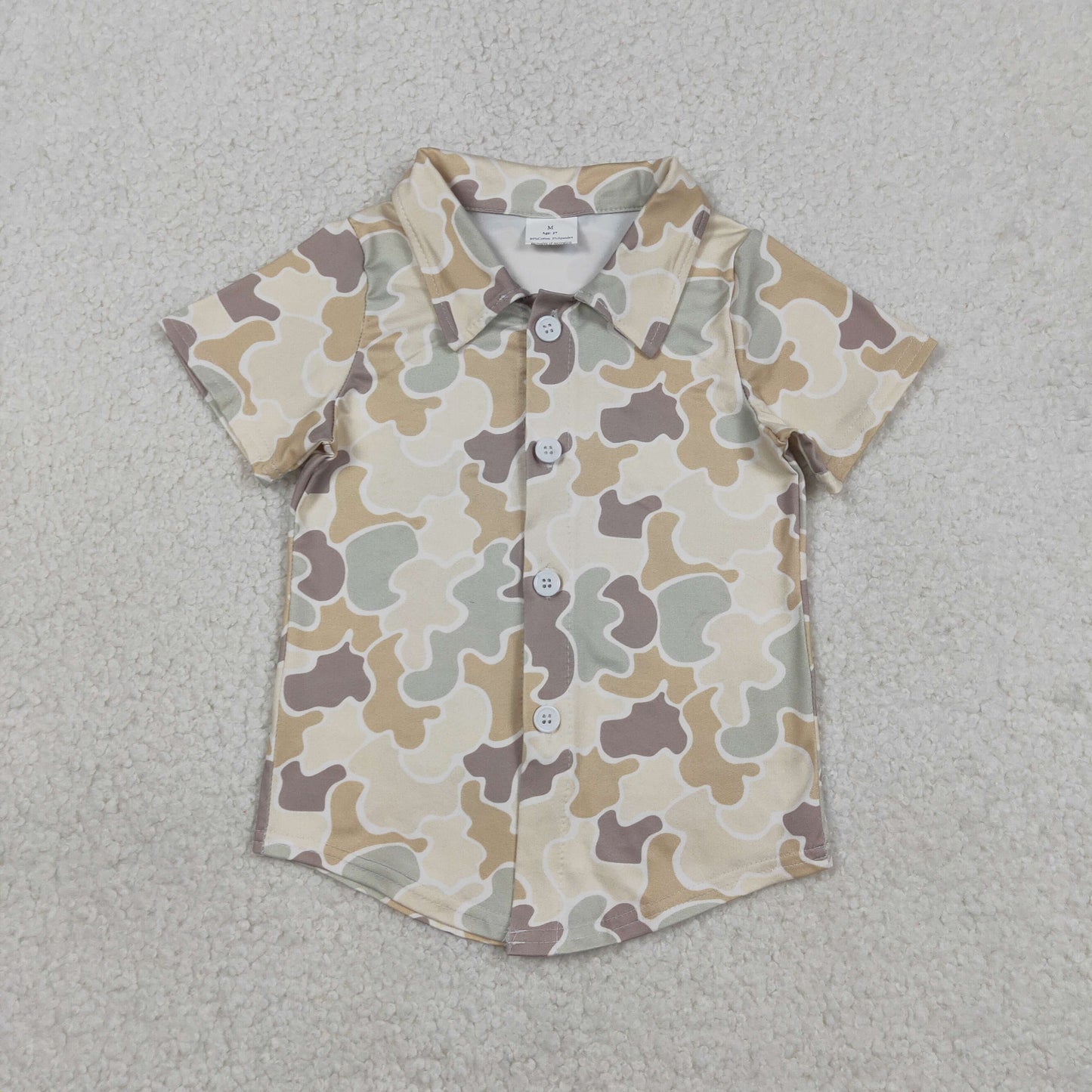 RTS BT1566 Baby Boys Top Baby Boys Southern Khaki Camo Button Shirts Top