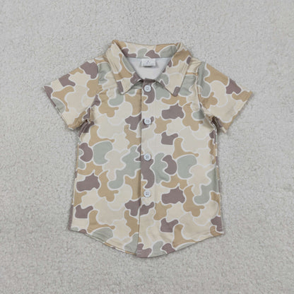 RTS BT1566 Baby Boys Top Baby Boys Southern Khaki Camo Button Shirts Top
