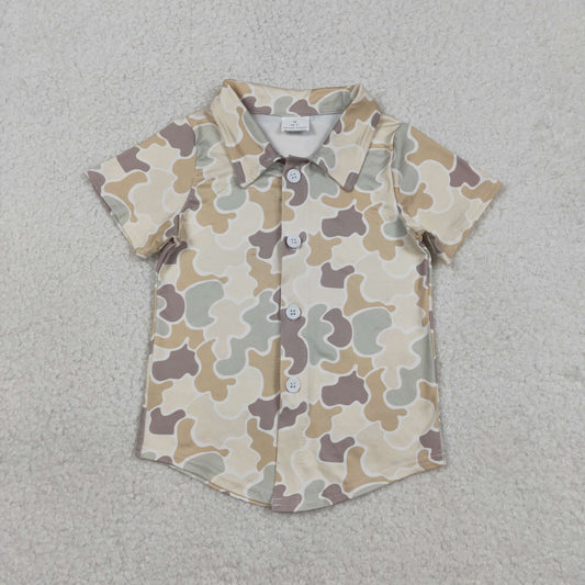 RTS BT1566 Baby Boys Top Baby Boys Southern Khaki Camo Button Shirts Top