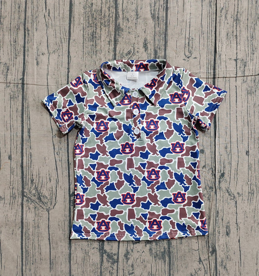 RTS BT1694 Baby Boys Top Baby Boys Short Sleeve Camo AU Team Button Polo Shirts Top