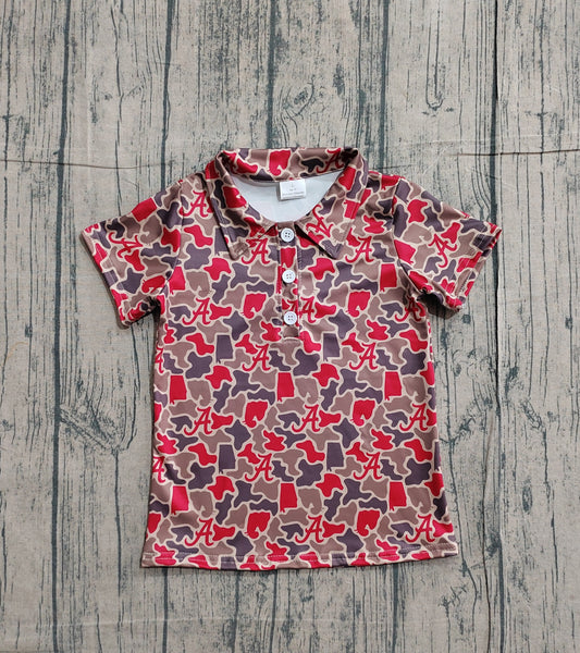 RTS BT1698 Baby Boys Top Baby Boys Short Sleeve Camo A Team Button Polo Shirts Top