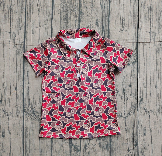 RTS BT1699 Baby Boys Top Baby Boys Short Sleeve Camo Bulldogs Team Button Polo Shirts Top