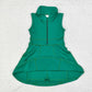 GSD1380 Solid color green zipper yoga dress Sleeveless dress