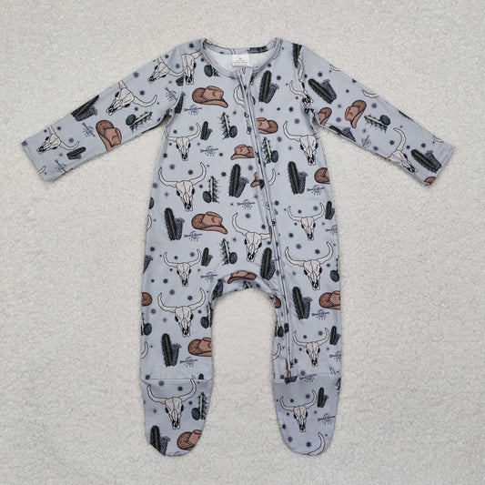 LR2098 Baby Infant Boys Cow Cactus Long Sleeve Romper