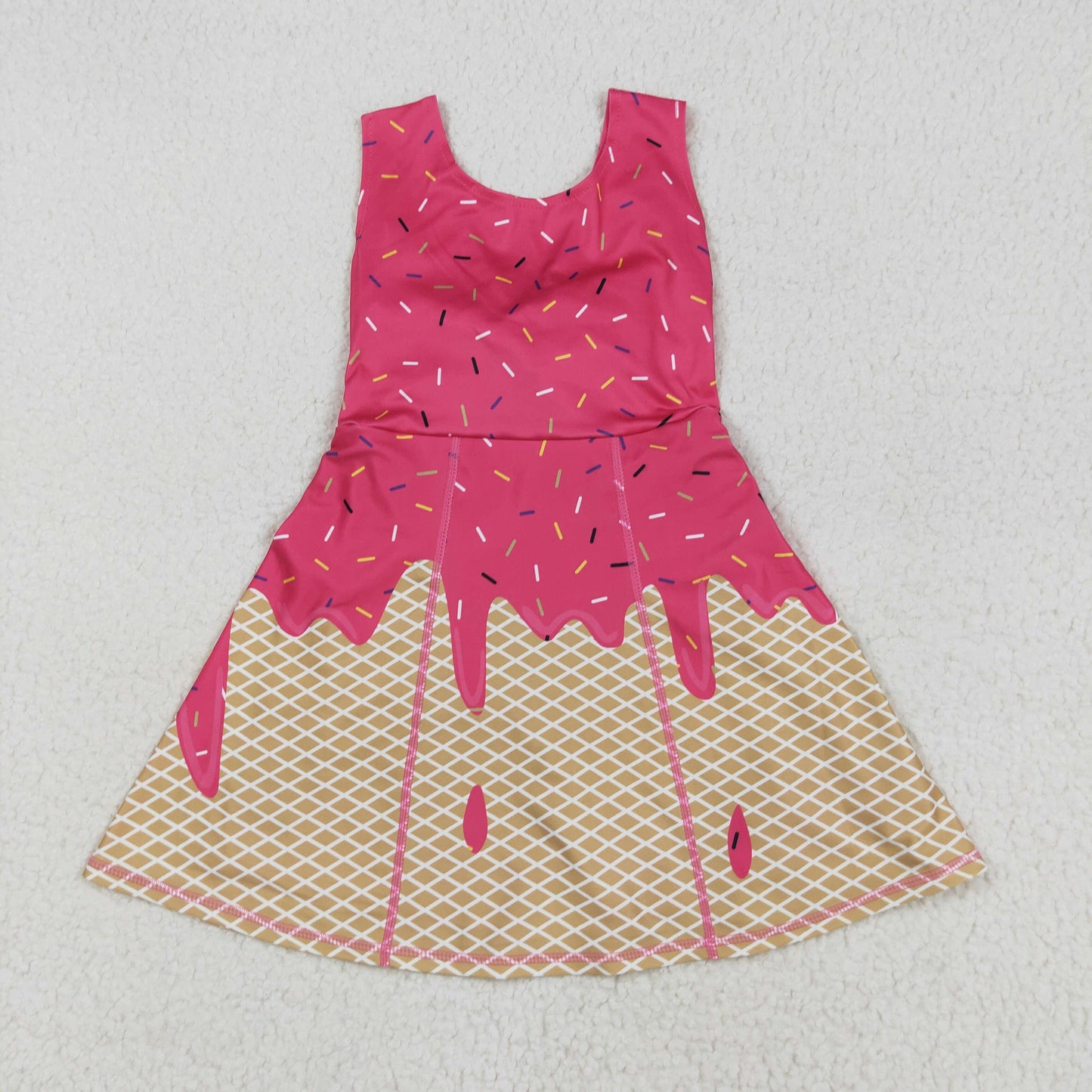 GSD2427 Baby Girls Red Ice-cream Drip Yoga Skort Knee Length Dress 7.25