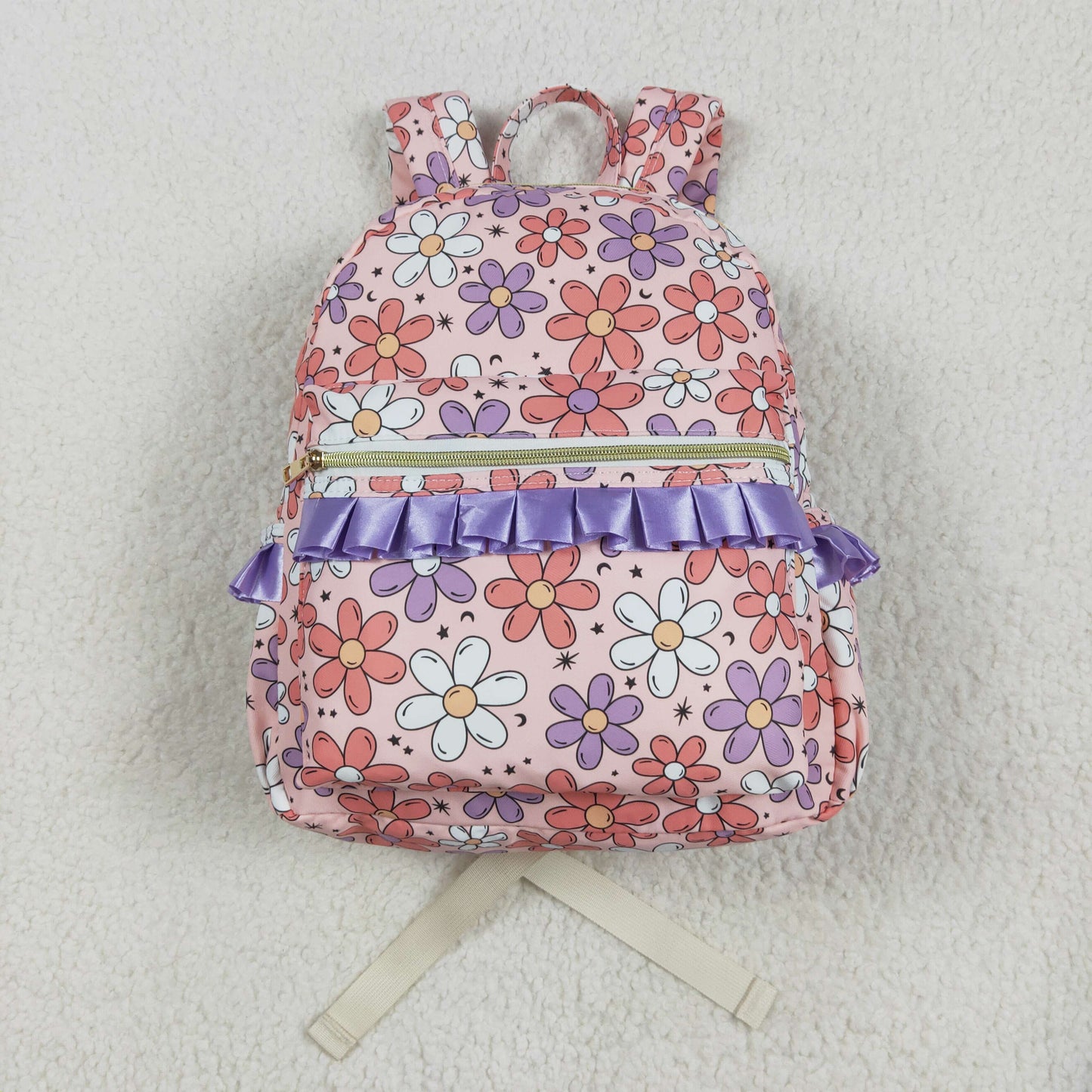 BA0240 Baby Kids Girls Pink Flowers Backpack Zip Back Bag 4.26