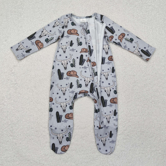 LR2098 Baby Infant Boys Cow Cactus Long Sleeve Romper