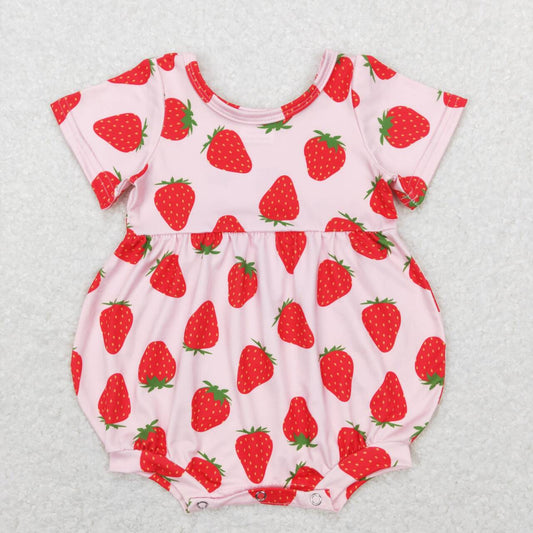 SR0535 Strawberry pink short-sleeved onesie